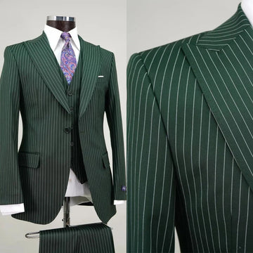 Aidase Modern Men's Suit Pinstripe 3 Pieces Blazer Pants Double Breasted Business Formal Work Wear Wedding Groom Costume Homme aidase-shop